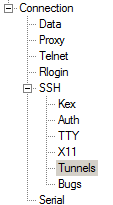 Tunnel and SSH Selections